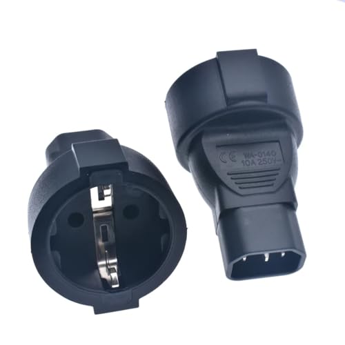 Toptekits IEC 320 C14 Male to Europe Schuko Female Socket Short Power Plug Converter Adapter for UPS PDU,Euro UPS/PDU Power Cord Connecter