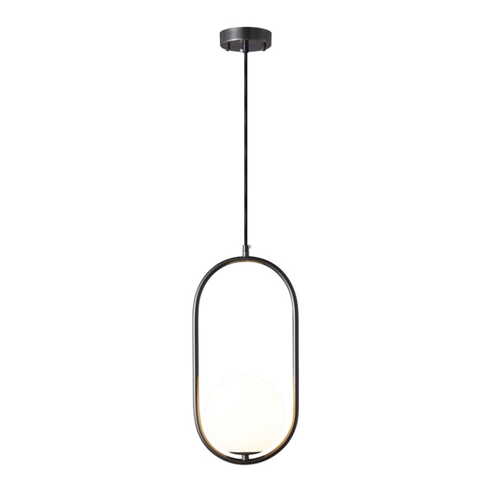 KLXSIVU E14 Bedside Chandelier All Copper Bar Bedroom Lamp 150Cm Adjustable Pendant Light Translucent Glass Shade Hanging Simple Living Room Tv Backgroun,Black