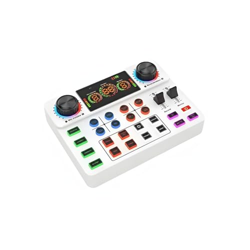 Canlı Yayın Ses Kartı Bluetooth Podcast Ses Mikseri; 12 Ses Efekti ve Voice Changer Özellikli, 3.5 mm Stereo Çıkışlı, 800 mAh Bataryalı Ses Kartı TikTok YouTube Yayın ve Podcast için