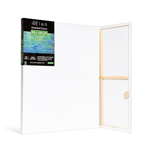 Elan Lienzos Preestirados 80x100, 3-PACK 100% Algodón Lienzos para Pintar Grandes, Canvas para Pintar, Lienzos Enmarcados, Tela Lienzos para Pintura, Tela Lienzo para Pintar Grande, Lienzos Blanco