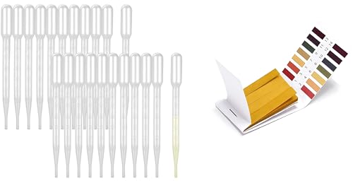 Image of Plastic Transfer Pipettes 50 Pieces 3ml with pH Test Paper (80 Sheets) - Disposable Droppers for Laboratory, Science Experiments & Daily Use (50 Dropper + 80 Sheet pH Paper Booklet)