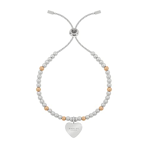 Radley Ladies Silver Plated Friendship Bracelet with Rose Gold Plated Balls and Etched Heart Pendant RYJ3165S