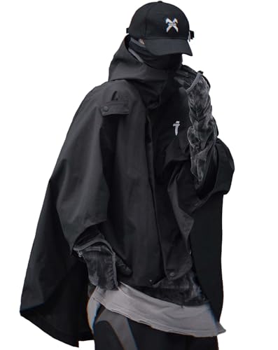 Niepce Inc Japanese Techwear Hooded Cape Jacket for Men