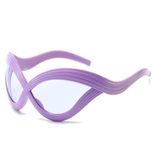 Lunettes de soleil œil de chat surdimensionnées violet clair LVTFCO UV400 pour femmes et hommes