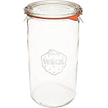 Weck Jar 974 - 1.5L Glass Jars with Large Storage Capacity - Preserving Jars with Airtight Lids Suitable for Pickling - Heat Resistant Canning Jars - Microwave Safe - 1 Jar with Glass Lid 54 fl. oz