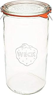 Weck Jar 974 - 1.5L Glass Jars with Large Storage Capacity - Preserving Jars with Airtight Lids Suitable for Pickling - Heat Resistant Canning Jars - Microwave Safe - (1 Jar with Glass Lid) 54 fl. oz