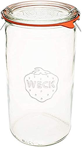 Weck Jar 974 - 1.5L Glass Jars with Large Storage Capacity - Preserving Jars with Airtight Lids Suitable for Pickling - Heat Resistant Canning Jars - Microwave Safe - (1 Jar with Glass Lid) 54 fl. oz