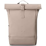 Johnny Urban Rucksack Damen Beige - Harvey - Rolltop Mit Laptopfach für Uni Business City - 15L - Matte PU Beschichtung - Wasserabweisend