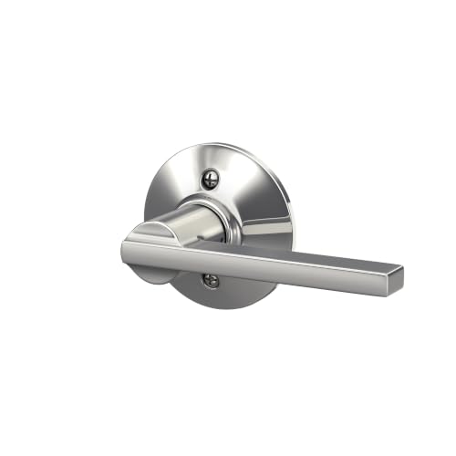 Image of SCHLAGE Latitude Non-Turning Dummy Door Handle, Reversible, Bright Chrome | Non-turning dummy lever door handle with no latch or lock, Decorative pull, One sided, Easy to install, Certified durability