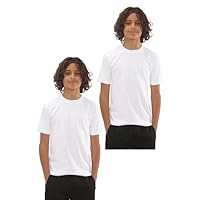 NIYS Kids & Adults Plain School Uniform PE T-Shirts – Pack of 2 | 100% Cotton 200 GSM| Unisex Short Sleeve Crew Neck Sports Tops– Multiple Colors & Sizes (UK, Age, 7 Years, 8 Years, Regular, White)