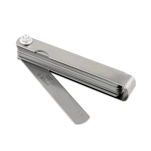 Galgas de Espesores Calibrador de espesores acero inoxidable, 32 hojas extraíbles, combinación relleno espesor, instrumentos medición métricos