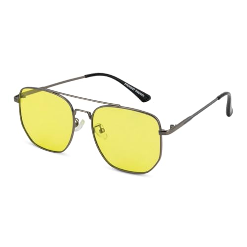 Image of Night Driving Glasses for Men | Anti Reflective Glasses for Night Driving | Photochromic Sunglasses Auto-Darkening with Yellow Polarized, UV & Dust Shield | Large Size Square | Day & Night
