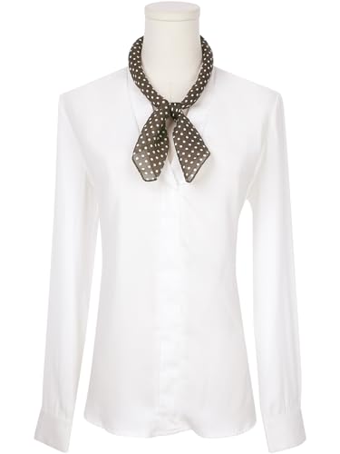 Women Polka Dots Cotton Linen Scarves, Retro Solid Color Plain Square Neckerchief Neck Scarf2