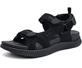 KuaiLu Sandalias de Senderismo Hombre Cómodo Ortopedicas Recuperación Trekking Sandals con Soporte del Arco Aire Libre Verano Casual Playa Grueso Cojín Deportivo Zapatos, EU 42 Negro