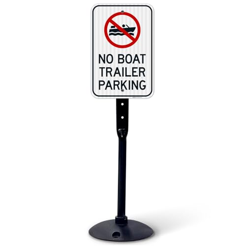 No Boat Trailer Parking Sign, 12x18 Inches, 3M EGP Reflective with Post &