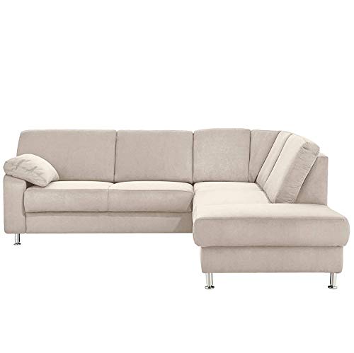 CAVADORE Belfast Canapé d'angle Droit en Microfibre avec Noyau à Ressort et Coffre de lit Beige...