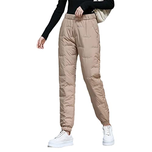 Pantalon en coton brodé femme hiver chaud coupe large et confortable à taille élastique