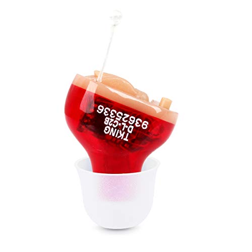 TKING Digital Hearing Amplifier for Adults, Invisible in Ear Canal, Multi-Function Button Adjustment,Aid and Assist Hearing (Red, Battery-Right Ear)