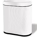 GloDeals Bathroom Trash Can with Lid Automatic Garbage Can, 2 Gallon Slim Smart Trash Can, Small Plastic Trash Bin, Touchless Motion Sensor Trash Can for Bedroom, Bathroom, Office (Cream/Black Trim)