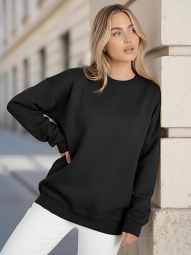Image of LEOTUDE Women's Boyfriend Fit Loopknit Sweatshirt | Full Sleeve Drop Shoulder | Sweatshirt for Women