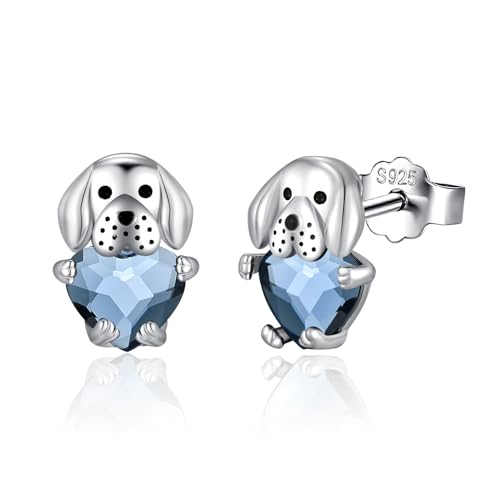 Image of 925 Sterling Silver Dog Earrings Cute Animal Puppy Stud Earrings Dog Jewelry Gifts for Women Girls Pet Lover Hypoallergenic Earrings for Sensitive Ears
