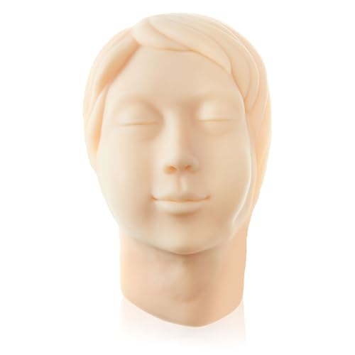 Threlaco Mannequin Face Model Injection Training Silicone Mannequin Women Head Makeup Silicone Face Realistic for Practice Training to Doctor, Esthetician
