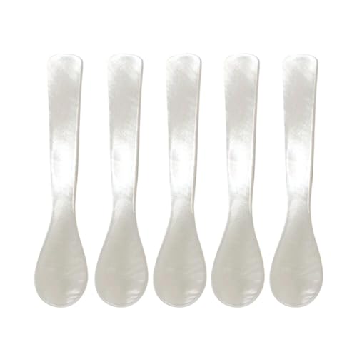 Cucchiai da caviale in madreperla con manico rotondo, set di 5 cucchiai per uova fatti a mano, cucchiai da caffè comodi cucchiai da dessert cucchiaio da gelato per caviale