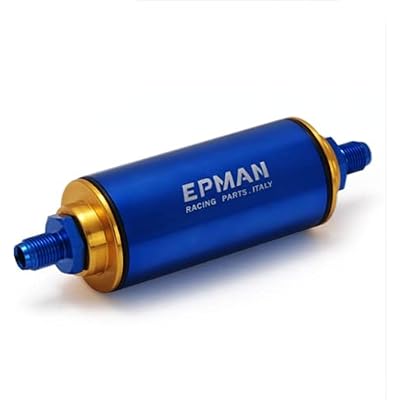 -Racing Ready Inline Aluminum Fuel Filter AN6 With 100 Micron Element Steel SS TR-OF06 (Blue)