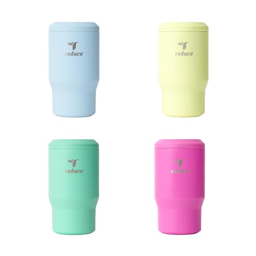 Reduce 4-in-1 Drink Cooler - Versatile Can & Bottle Holder with Vacuum Insulation-Keeps Drinks Cold Up to 4 Hours-Includes Bottle Opener-Fits Cupholders & Dishwasher Safe- 14oz - Leisure Hour - 4 Pack