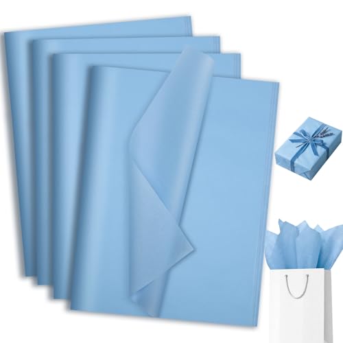 woric 160 Sheets Blue Tissue Paper for Gift Bags 20 X 14 Inches Baby Blue Tissue Paper Bulk for DIY Crafts Weddings Bridal Shower Baby Shower Boy Decorations