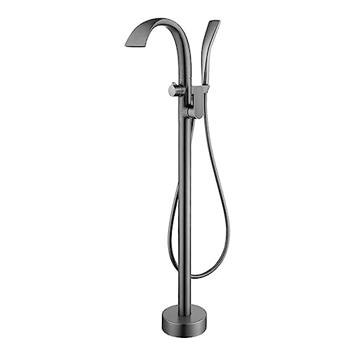 XRPOUXMTE Grifos de baño en Cascada para bañera Independiente, Mezclador Monomando de un Solo Orificio con caño Giratorio de 360°, Color Gris.