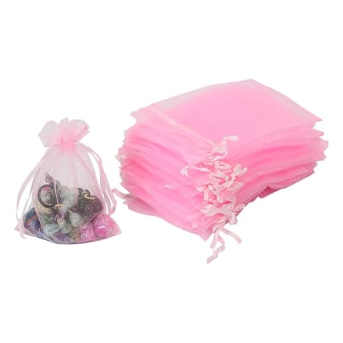 Image of HRX Package 100pcs Pink Organza Bags,4 x 6 inches Wedding Christmas Favors Gift Drawstring Bags Jewelry Pouches