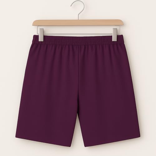 Image of Vogaan Men's Casual Slim Fit Shorts | Stylish Knee-Length Shorts with Elastic Waist | Summer Wear Short with Side Pockets for Gym Travel & Outdoor