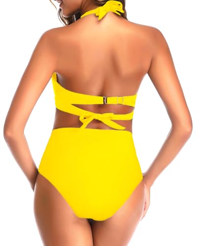 Image of Tempt Me Women Two Piece Swimsuit High Waisted Bikini Halter Vintage Retro Bathing Suit Push up Swimwear