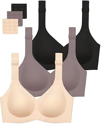 Gailife 3PACK Jelly Wireless Bras for Women No Underwire Full Coverage Ultra Comfort Bralettes for W...