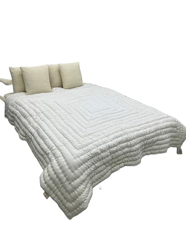 WOOLEXPERTTurkey Handmade Merino Wool Duvet Comforter–%100 Turkish Wool Filling-Winter Cream&White Colour Options–Crib,Twin,Queen,King US Sizes–Natural Bedding (White, Queen)