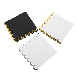 Veemoon 60 Pezzi Tovaglioli di Carta Usa e Getta con Bordo Elegante Doppi Strati Assorbenti per Feste Compleanni Matrimonio Shower Decorativi Nero Crema e Bianco Perlato
