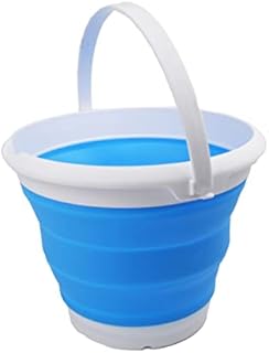 SAMMART Collapsible Plastic Bucket - Foldable Tub - Portable Fishing Water Pail - Space Saving Outdoor Waterpot (Gray, 8.5L Square)