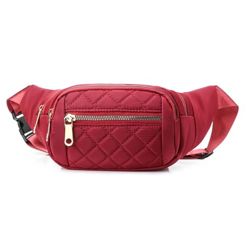 LKLNCXC Riñonera Riñoneras a Cuadros for Mujer, riñonera Oxford for, Bolso Cruzado de Pecho, Moda for, Cadera Rojo