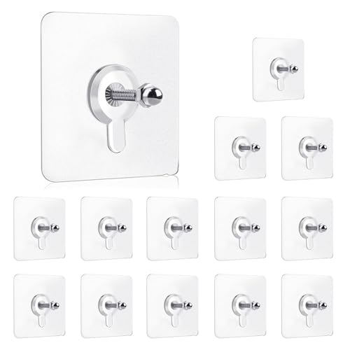 Image of 24 Pack Adhesive Wall Hooks, Wall Hangers Without Nails, No Damage Picture Hooks Waterproof and Rustproof to use Inside Kitchen, Bathroom, Home and Office (8mm)