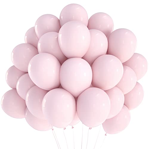 Helium Luftballons Pastell Geburtstag Rosa, 50 Stück 12" (30cm) 2.8g Macaron Ballons, 100% Naturlatex Luftballon, Premium Ballon für Baby Party, Hochzeit, Einschulung, Kindergeburtstag Deko Cover