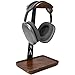 GEVO Walnut Headphone Stand, Wood Headset Stand for Desk, Universal Headphone Holder Gaming Headset Rack with Storage Base Compatible for AirPods Max, Bose, Razer, Sennheiser, Jabra, JBL, AKG