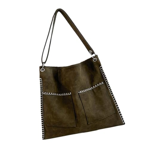 Sac à main rétro en daim à bandoulière avec grand rangement de style coréen
