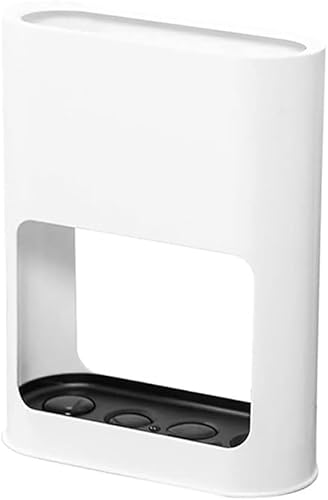 Amrocky Soporte para paraguas, soporte de plástico para paraguas con bandeja hidroscópica, pequeño estante para paraguas que ahorra espacio para paraguas plegables, cubo de paraguas para interiores y