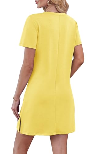 Image of RUMIA Summer Dresses for Women 2026 V-Neck Casual Sundresses T-Shirt Dress