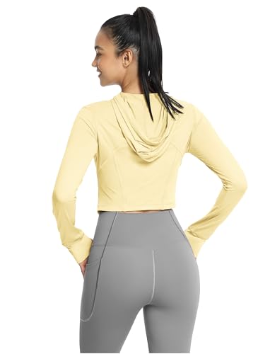 icyzone Jaqueta atlética feminina FPS 50+, leve, com zíper, manga comprida, com furos para polegar,