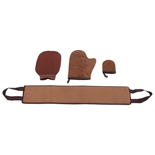 Luva de bronzeamento, luva de autobronzeamento com distribuição uniforme, 4 peças, esfoliante sem so