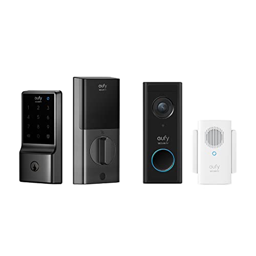 eufy Security C210(E110) Smart Lock, 5-in-1 Keyless Entry Door Lock, Built-in WiFi Deadbolt, Smart Door Lock, No Bridge Required, Easy Installation+eufy security, Battery Video Doorbell Kit, Wire-Free