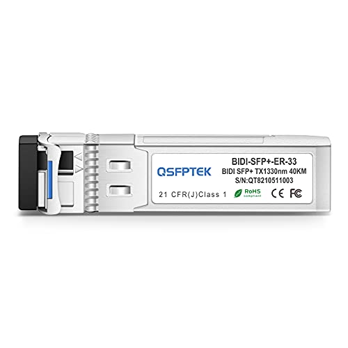 Qsfptek 10G Sfp+ Bidi Transceivers Lc Single-Mode Module For Cisco Sfp-10G-Bx80U-I (1490Nm-Tx/1550Nm-Rx), For Cisco Sfp-10G-Bx80D-I (1550Nm-Tx/1490Nm-Rx), 80Km, With Ddm - 1 Pair #TOP2