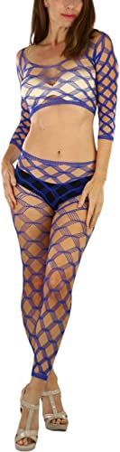 Image of ToBeInStyle Women's Spandex Multi Net Fishnet Set Rave Novelty Party Crop Top & Tights